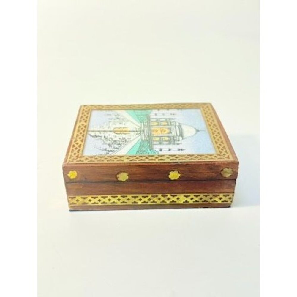 Inlay Wood Trinket Ring Souvenir Box Taj Mahal Wooden Sand Art Agra Traditional - Picture 9 of 16